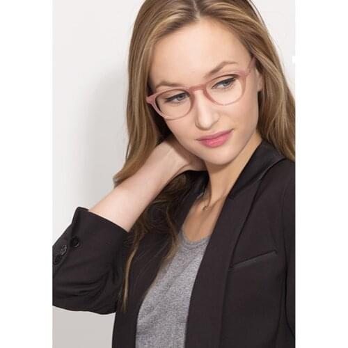 Pink Semi-transparent Acetate eye glasses frames for women Oval Shaped Optical Female Spectacle Glasses Oculos gafas Frame L2