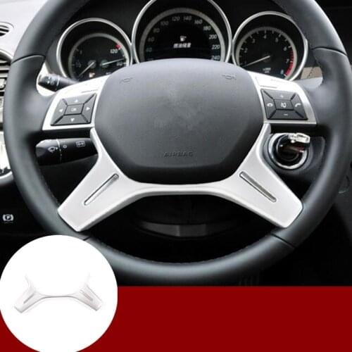 Silver Carbon Fiber Look Inner Steering Wheel Cover Trim For Mercedes Benz E Class W212 C207 2014-2015 1pcs Car Decoration