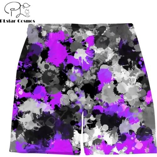 Rainbow Paint Splatter 3D Printed Mens Shorts Unisex Streetwear Elastic Waist Shorts Summer Beach Harajuku Casual Shorts DK-5