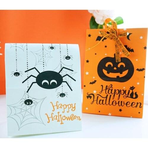Halloween Snacks Bag Wrapping Supplies Kraft Paper Bag,Candy Cookie Bread Nuts Bag For Biscuits Snack Baking Package bag 12pcs
