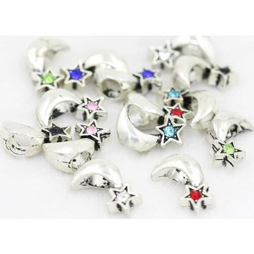 Handmade jewelry accessories crystal Beads DIY alloy electroplating stars drill perforation wholesale