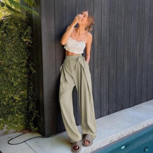 2021 Summer New Retro Solid Color Straight Wide Leg Pants Female Spring New Casual Temperament Commuter Fashion Drape High Waist