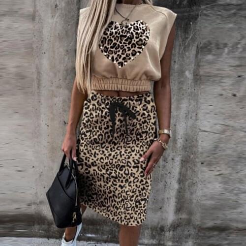 Letter Print Lips Womens Long Skirts Suit Summer Sleeveless Crop Tops Women T-shirts Sets Casual Drawstring Ladies Skirt Suits