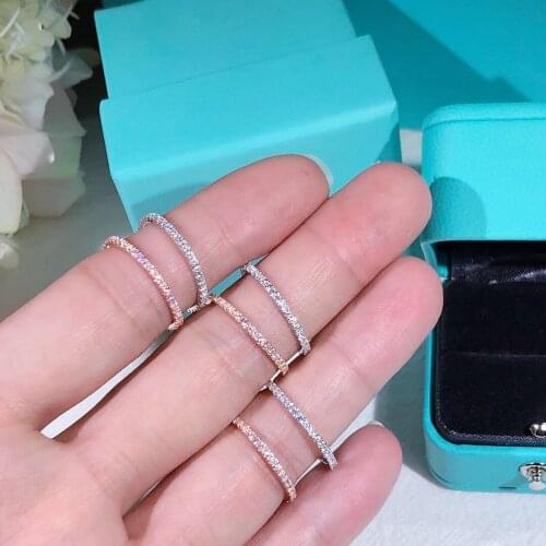 Korean Style Fashion Female Small Zircon Stone Ring 925 Silver &Gold Wedding Band Rings Promise Love Engagement Rings For Women