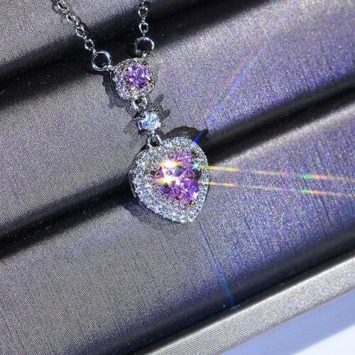 Luxury Jewelry Heart Pendant Necklace Full Inlay Zircon European American Fashion Accessories Various Styles For Women Wedding