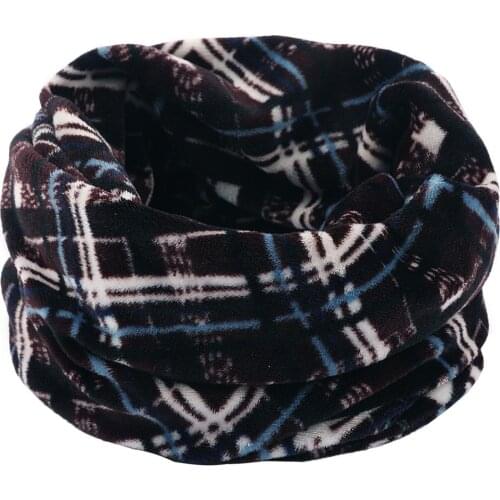 Unisex winter infinity scarf printed velvet knit neck warmer women men soft wool snood circle loop scarves double layer