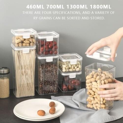 1800ml Kitchen Transparent Storage Box Sealed Jar Grains Beans Storage Organizer Food Containers Refrigerator Airtight Pantry