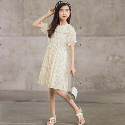 2021 Girl Dress Summer Kids Dresses for Girls Childrens Clothing Floral Print Princess Dress Elegant Costume 4 6 8 10 12 14Y