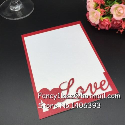 30Pcs/Lot Hollow out Lace Love Heart Laser Cut Customizable Party Wedding Invitations Card Decoration Romantic Wedding Favor