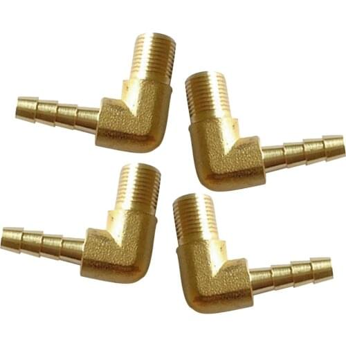 4 pieces 1/8 BSP To 6mm Brass 90 Degree Male Elbow Barb Hose Tail Pipe Gas Fittings