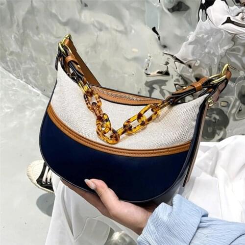 Half Moon Acrylic Tote Bag Underarm Bag 2021 New Quality PU Leather Womens Designer Handbag Luxury Brand Shoulder Messenger Bag