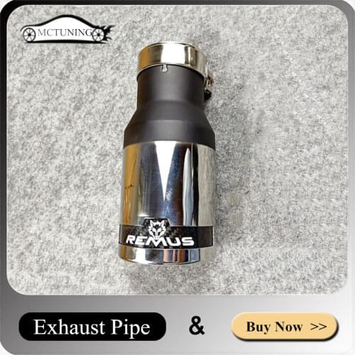 Car Accessories Carbon Fiber Muffler Tip Tailpipe Car Universal Silver+Matte Rear Nozzles Stainless Steel Remus Exhaust Pipe