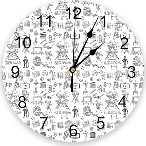 Cartoon Cinema White Wall Clock For Home Decoration Living Room Quartz Needle Hanging Watch Modern Kitchen Clock