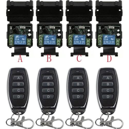 DC12V 24V 1CH Mini Wireless RF Remote Control Light Switch 10A Relay Output Radio Receiver Module+Transmitter Garage Doors/lamp