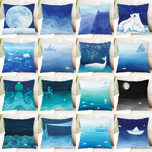 Ocean Colorful Cushion Cover Throw Pillow Case for Home Chair Sofa Decoration Square Pillowcases