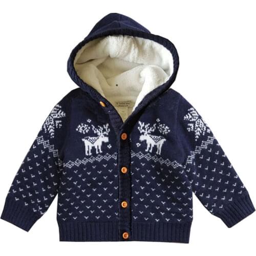 Kids winter sweaters girls toddler boy cotton winter sweater for baby boy cardigan fleece lined warm christmas sweater knitwear