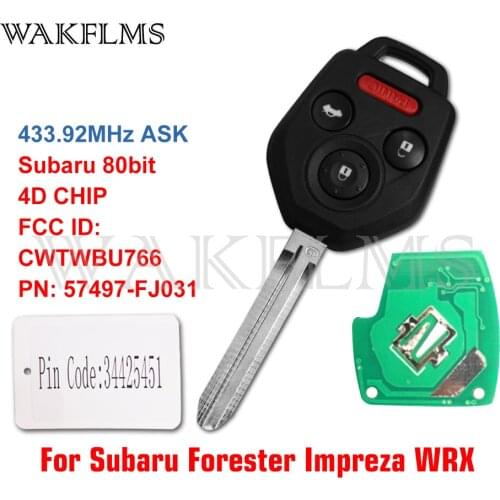 For Subaru WRX STI Forester Impreza XV Crosstrek 2013 2014 2015 2016 2017 2018 2019 433MHz G CHIP Remote Car Key Fob CWTWBU766