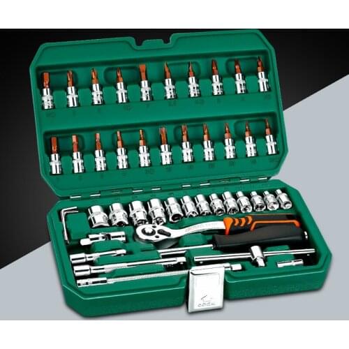 Economic Durable Screwdriver Set 46-53pcs Spanner Socket Set 1/4"Screwdriver Ratchet Wrench Set Kit Car Repair Tools Combination