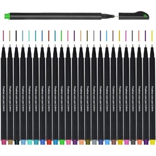 Fineliner Journal Drawing Planner Colored Pens Fine Point Writing Note And Taking Calendar For Art Office School 24 Colors