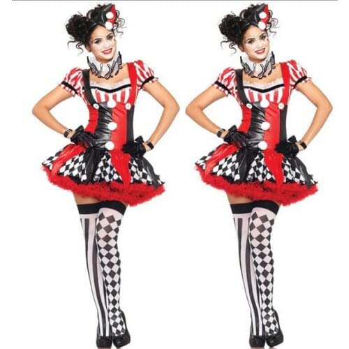 Halloween Clown Demon Cloak Party Dress for Women Carnival Game Fancy Scary Bride Bloody Witch Demon Cosplay Costumes jy049