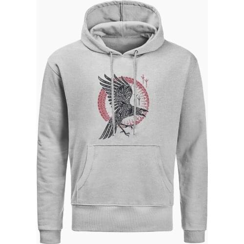 Retro Classic Viking Tv Show Hoodies Cool RagnarS Raven Print Hoodie Men Autumn Hip Hop Tops Winter Fleece Harajuku Streetwear