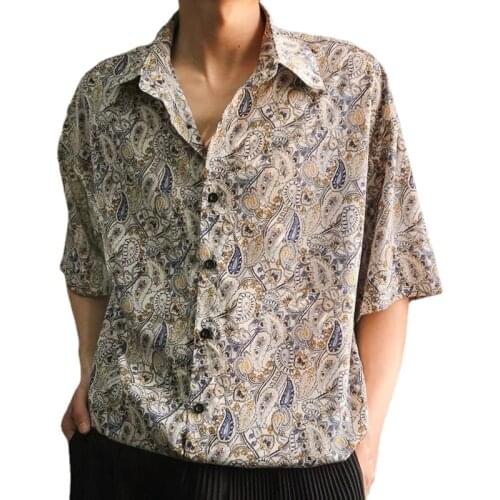 ICCLEK 2021 Summer Short-sleeved Shirt Mens Korean Version of The Trend Handsome Loose Mens Divert Summer Thin Shirt