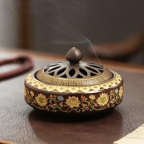 Ceramic Incense Burner Holder Coil Cones Stick Incense Buddhist Home Decor Tearoom Yoga Room Ornaments Furnishings Ashtray