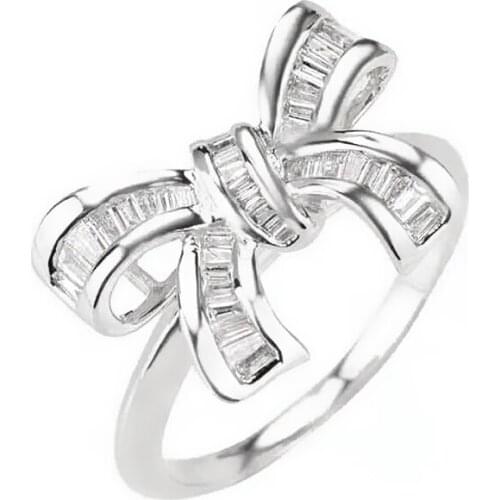 EDI Bow-knot Design Diamond Ring 14k White Gold Yellow Gold Natural Diamond 0.32ctw G/SI Engagement Wedding Ring For Women