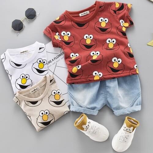 Baby Boys Clothing Sets Cute Summer T-Shirt Cartoon Children Boys Clothes Suit for Kids Outfit Denim Outfit Infant Boy Clothes