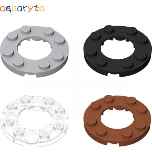 Aquaryta 30pcs Plate Round 4x4 withHole in the Middle Building Block Part Compatible 11833 DIY Creative Educational Toy Gift