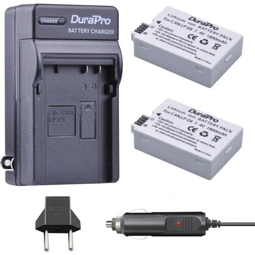 2pc 1800mAh LP-E8 LP E8 LPE8 Rechargeable Li-ion Battery For Canon EOS 550D 600D 650D 700D kiss X4 X5 X6i X7i Rebel T2i T3i T4i