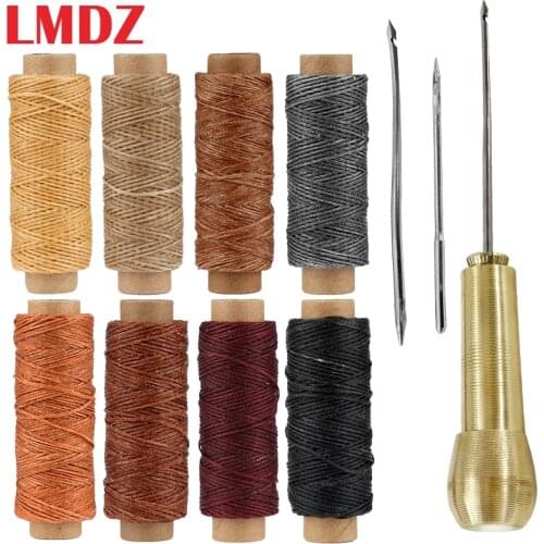 LMDZ Leather Sewing Kit with Waxed Thread Sewing Awl Wax Line Stitching Awl Leather Working Tools for Shoemaker Canvas Repair