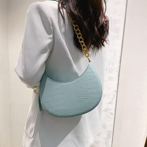 Stone Pattern Small PU Leather Saddle Crossbody Bags 2021 Summer Luxury Brand Chain Shoulder Handbags And Purses