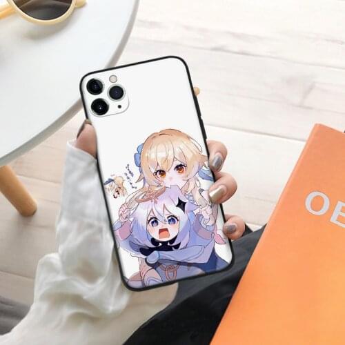 Genshin impact Paimon cute Soft silicone for iPhone Se 6 6s 7 8 Plus X XR XS 11 12 Mini Pro Max glass TPU phone case cover shell