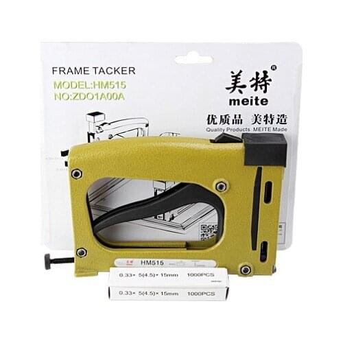 New 1Pcs DIY Manual patch Nail gun HM515 frame backplane fixed hand tacker with 1000pcs nails Photo frame tool finishing nailer