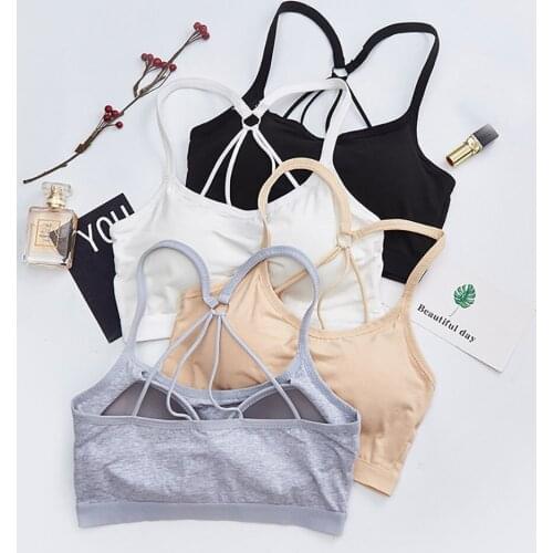 Women Sexy Wireless Bra Top Vest Breathable Chest Pad Wearing Sports Underwear Sexy Wire Free Bralette Backless Cross Underwear