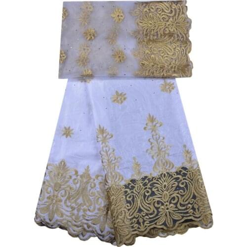 New Arrival White African Bazin Rche Getzner Fabric With Stones Cord Lace Fabric African Guinea Brocade Fabric For Wedding 1288
