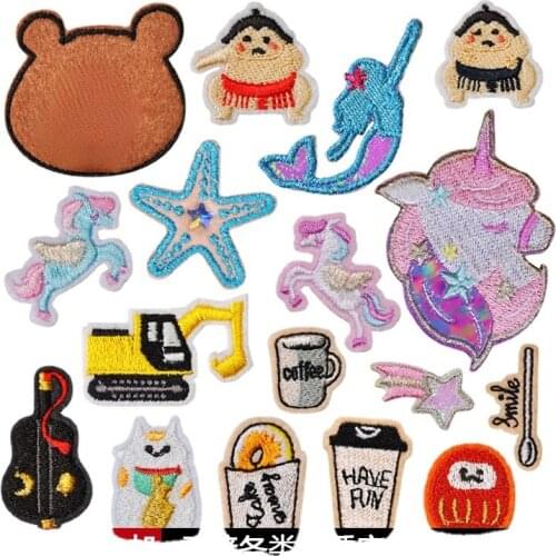 New Drink Animal Patches Cute Animals Set Stickers Clothes Diy Accessory Iron on Fashion Stickers Heat Transfer Fabric Patches