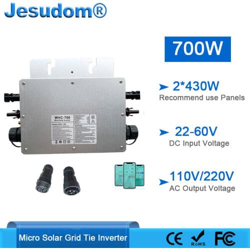 Updated Micro 700W Grid On Inverter Pure Sine Wave Input DC22V-50V to AC110V220V 50HZ60HZ Wifi Version MPPT Solar Converter