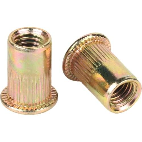 20/50Pcs M3 M4 M5 M6 M8 Zinc Plated Knurled Nuts Rivnut Flat Head Threaded Rivet Insert Nutsert Cap Rivert Nut