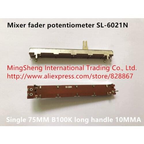 Original new 100% mixer fader potentiometer SL-6021N single 75MM B100K long handle 10MMA (SWITCH)