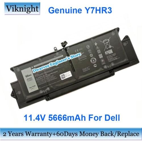 Genuine Y7HR3 11.4V 5666mAh Laptop Battery WY9MP XMV7T For Dell Latitude 7410 Notebook Batteries