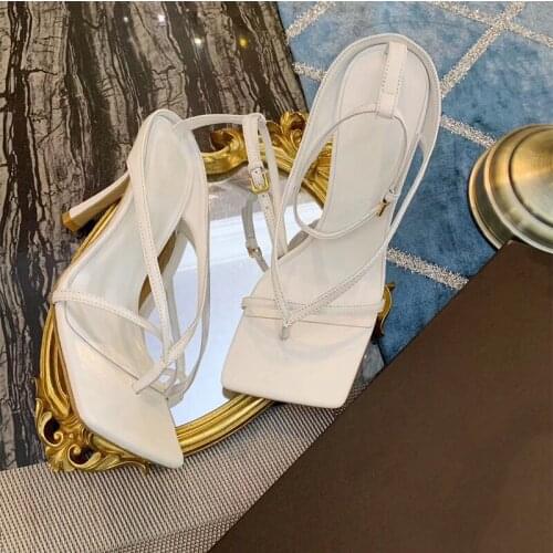 Sexy Strappy Sandals Stiletto High Heel Toe-knotted Blue Thong Sandals Street Fashion Celebrity Shoes Women