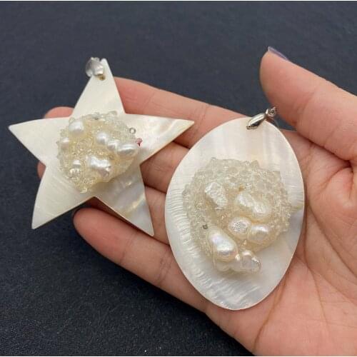 Natural Shell Pendant Five-pointed Star Shape Freshwater Shell Diamond Pendant for DIY Necklace Jewelry Making Designer Charm