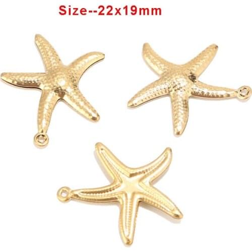 10pcs/lot Gold /Silver Stainless Steel Tone DIY For Jewelry Making Charms Supply Starfish Sea Star Accessories