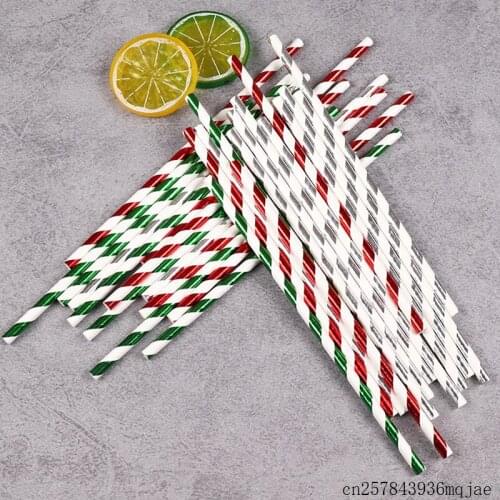 1000pcs Striped Paper Straws Drinking Paper Straws Christmas Drink Straw for Wedding Party Decoration