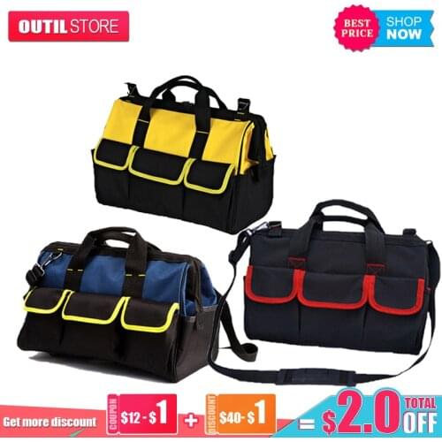 Realmote High Quality Toolkit Multi-purpose Electrician Single Shoulder 19 Pockets Large Capacity Thicken Professional Tool Bag