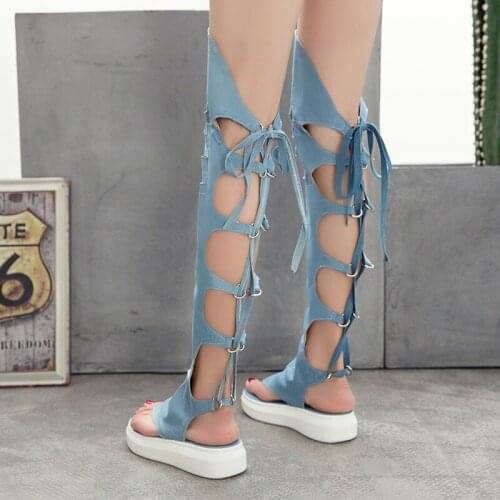 Sandals Women Summer Flat Sandals Casual Roman Sandals Gladiator Fashion Knee High Women Summer Boots Beach Sandals for Women