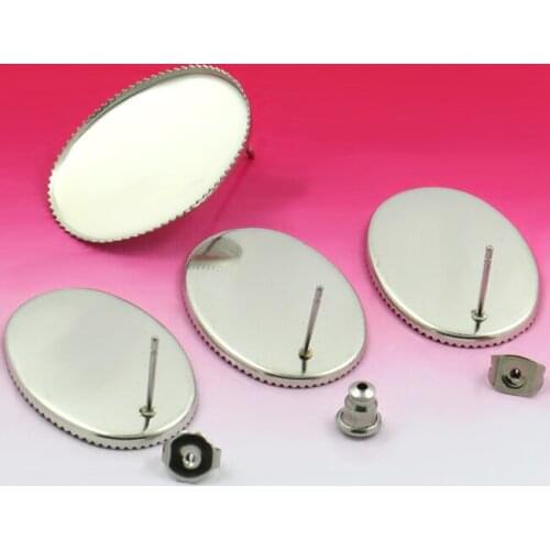 20sets DIY 18 * 25 mm ellipse stainless steel water droplets teeth stage Hanging empty tray brank base Stud earring