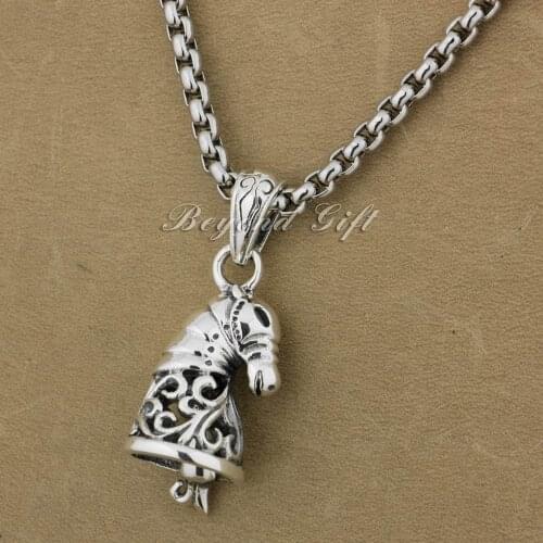Chess Horse Bell Fashion 925 Sterling Silver Pendant 9R004(Necklace 26inch)
